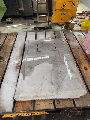 Máquina de corte de lajes de pedra de ponte de 4 eixos de alta precisão para placas em forma de abanico e perfis de borda em forma especial