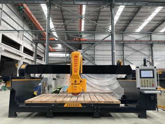 Máquina de Corte Serra Ponte CNC de 4 Eixos para Corte, Fresagem, Perfuração e Processamento de Pedra, Granito, Mármore, Quartzo, Bancada de Cozinha, Laje, Azulejo, Recorte de Pia