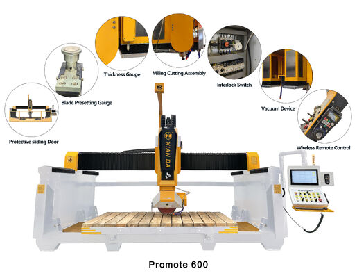 Máquina automática de corte de pontes de 5 eixos com sistema DDX para processamento de pedra e tamanho máximo 3200x2000mm