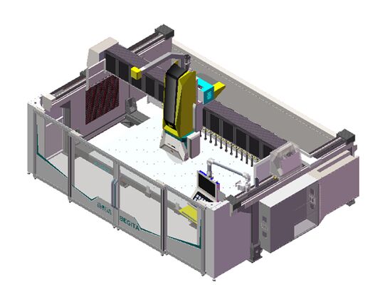 Roteador CNC de 5 eixos com 20 kW BT40 Fuso Verdadeiro Controle Simultâneo de 5 eixos e Design de Tabela Híbrida para Corte de Pedra de Precisão