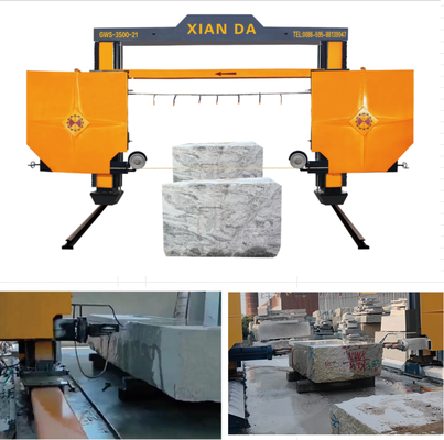 Máquina de serra de arame CNC móvel PLC para corte de blocos de pedra grandes